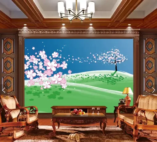Tranh dán tường khổ lớn hoa anh đào TDT339