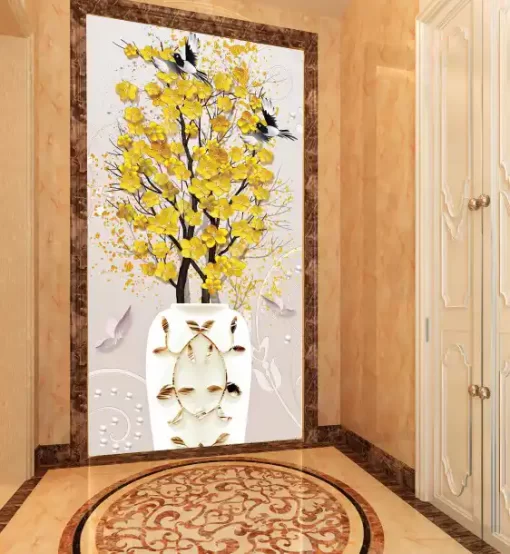 Tranh dán tường khổ lớn bình hoa nghệ thuật TDT341