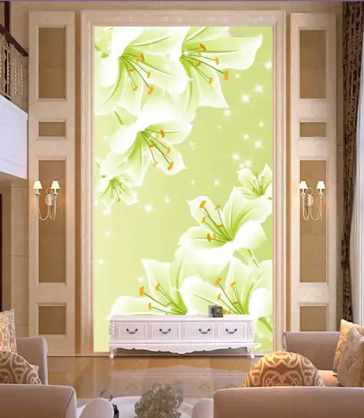 Tranh dán tường khổ lớn hoa ly 3D sang trọng TDT353