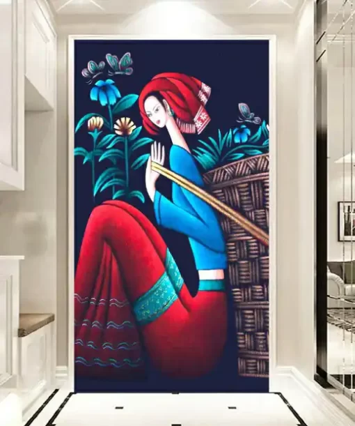 Tranh dán tường khổ lớn cô gái nghệ thuật TDT360