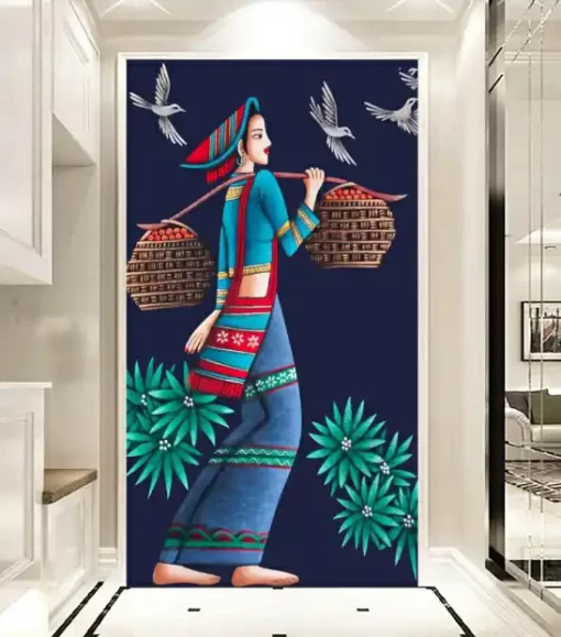 Tranh dán tường khổ lớn cô gái nghệ thuật TDT362