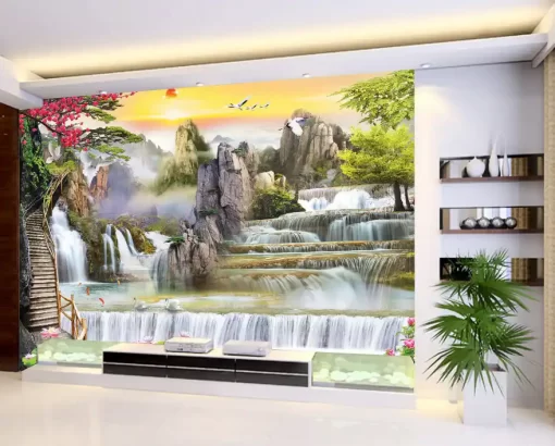 Tranh dán tường khổ lớn sơn thuỷ hữu tình TDT364