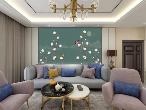 Tranh dán tường phòng khách khổ lớn phong cách indochine TDT373