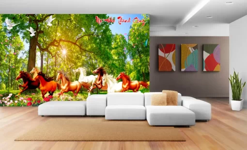 Tranh dán tường khổ lớn mã đáo thành công TDT379