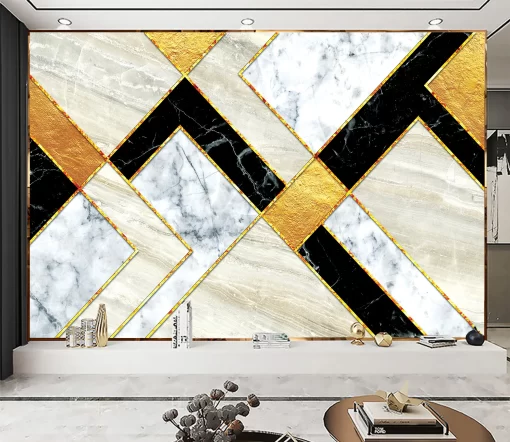 Tranh pvc tráng gương ốp tường vân đá trừu tượng TC02