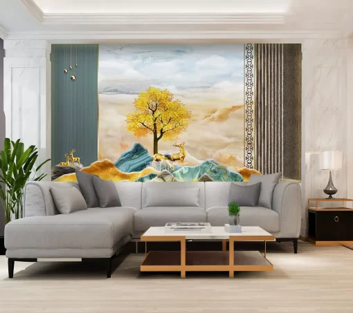 Tranh pvc tráng gương ốp tường vân đá TC10