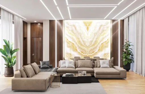 Tranh pvc tráng gương ốp tường vân đá đối xứng TC828