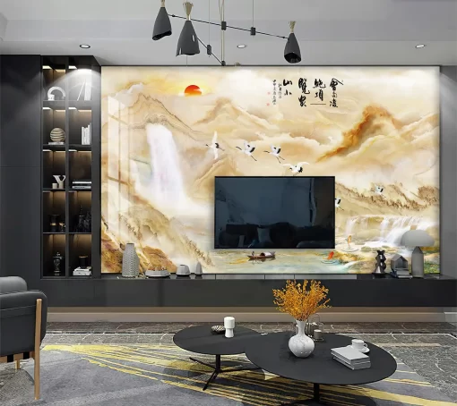 Tranh pvc tráng gương ốp tường vân đá TC836