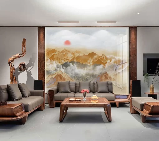 Tranh pvc tráng gương ốp tường vân đá TC845