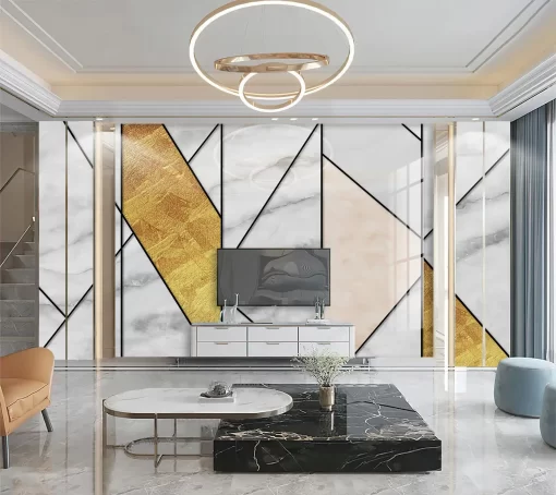 Tranh pvc tráng gương ốp tường vân đá TC853