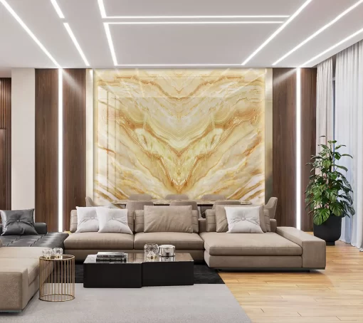 Tranh pvc tráng gương ốp tường vân đá đối xứng TC857