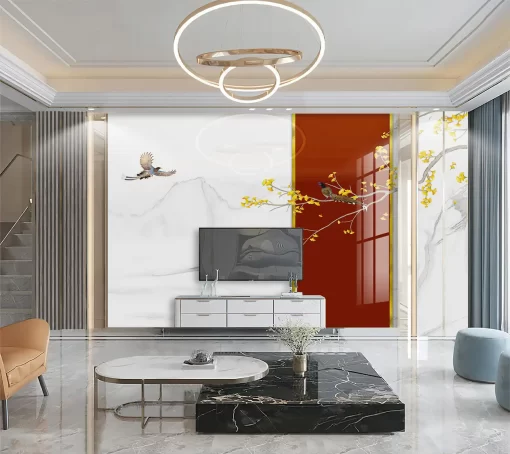 Tranh pvc tráng gương ốp tường vân đá TC874