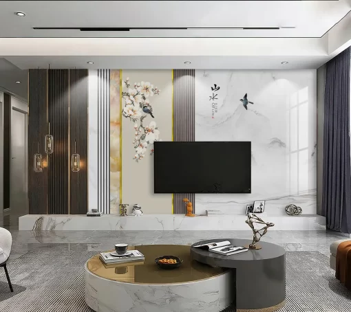 Tranh pvc tráng gương ốp tường vân đá TC875