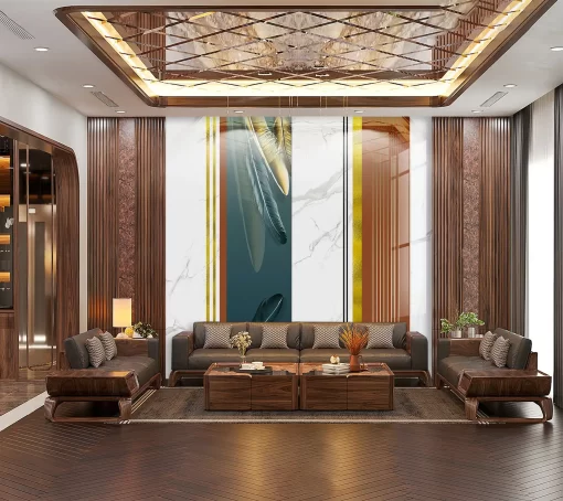 Tranh pvc tráng gương ốp tường vân đá TC882