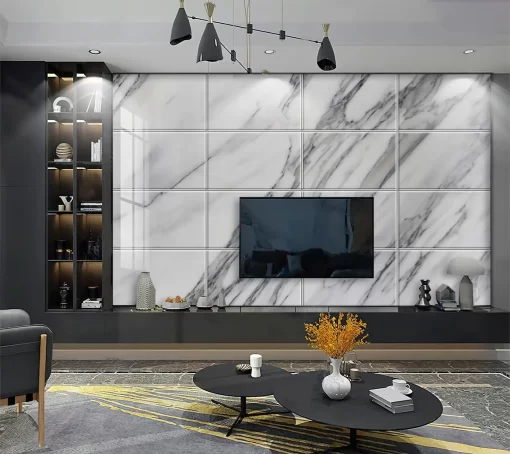 Tranh pvc tráng gương ốp tường vân đá TC892