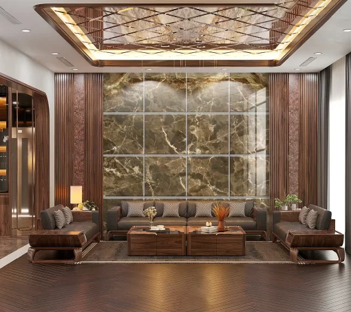 Tranh pvc tráng gương ốp tường vân đá TC901