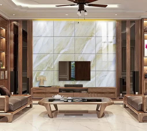 Tranh pvc tráng gương ốp tường vân đá TC902