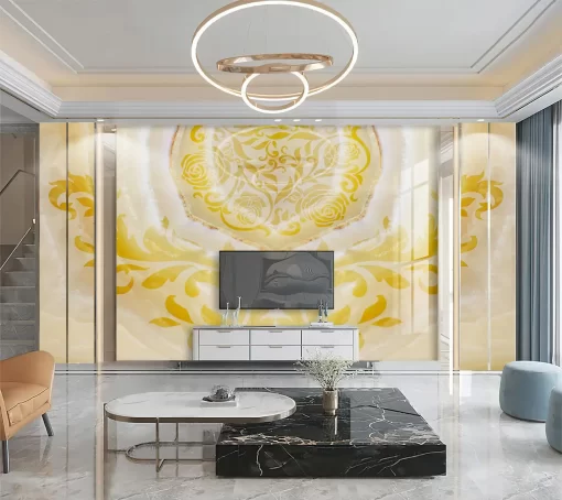 Tranh pvc tráng gương ốp tường vân đá đối xứng TC904