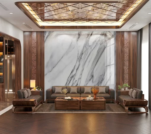 Tranh pvc tráng gương ốp tường vân đá TC923