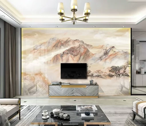 Tranh pvc tráng gương ốp tường vân đá TC726