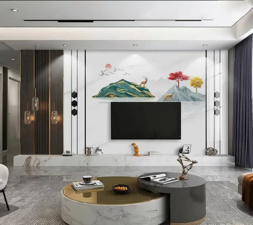 Tranh pvc tráng gương ốp tường vân đá TC935