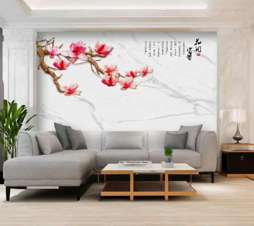 Tranh pvc tráng gương ốp tường vân đá TC937