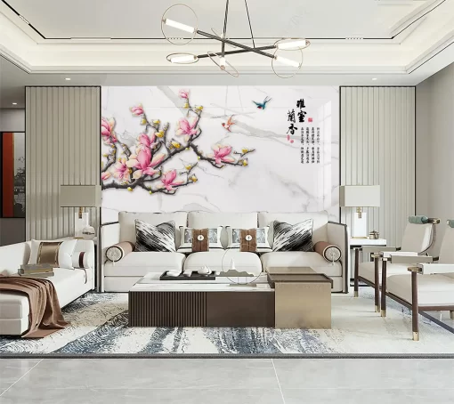 Tranh pvc tráng gương ốp tường vân đá TC938