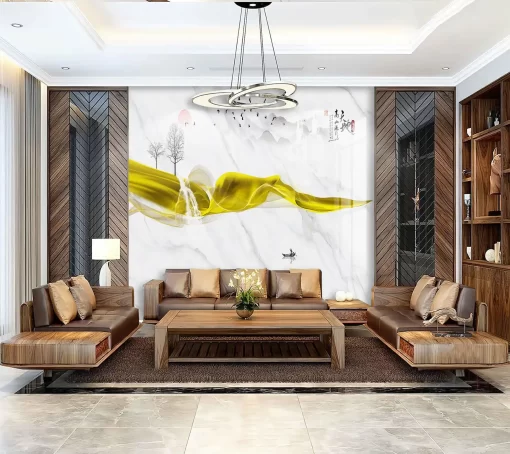 Tranh pvc tráng gương ốp tường vân đá TC939