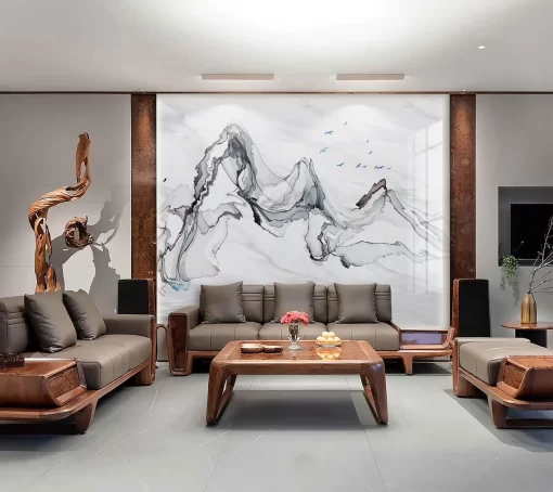 Tranh pvc tráng gương ốp tường vân đá TC940