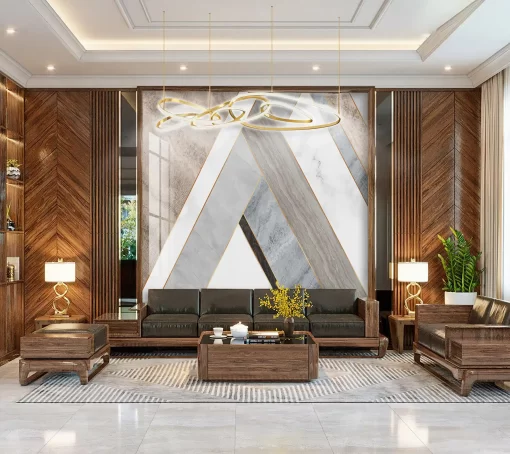 Tranh pvc tráng gương ốp tường vân đá TC942