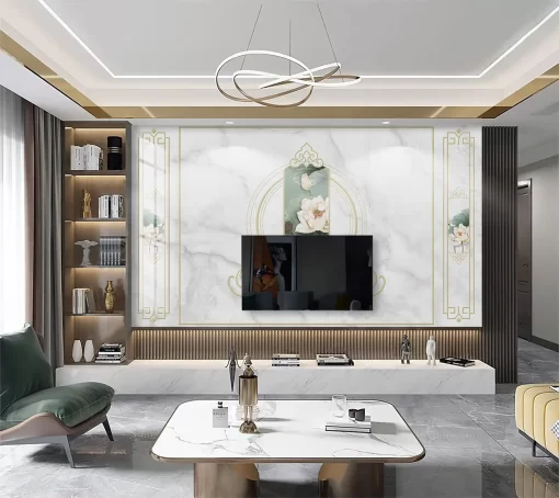 Tranh pvc tráng gương ốp tường vân đá TC944