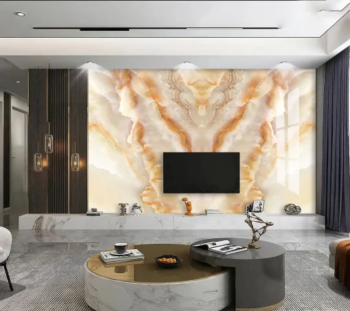 Tranh pvc tráng gương ốp tường vân đá đối xứng TC749