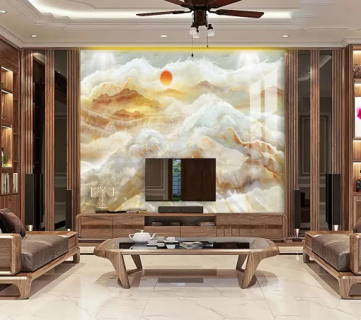 Tranh pvc tráng gương ốp tường vân đá TC754