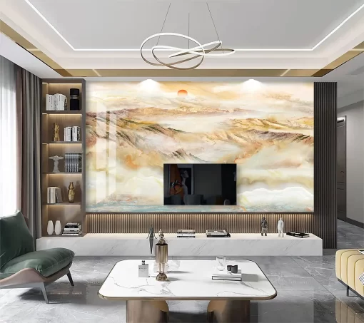 Tranh pvc tráng gương ốp tường vân đá TC755