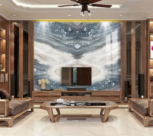 Tranh pvc tráng gương ốp tường vân đá đối xứng TC759