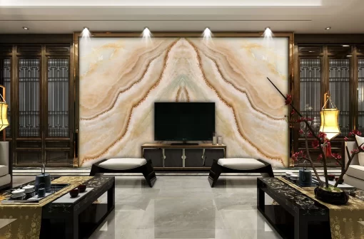 Tranh pvc tráng gương ốp tường vân đá đối xứng TC762