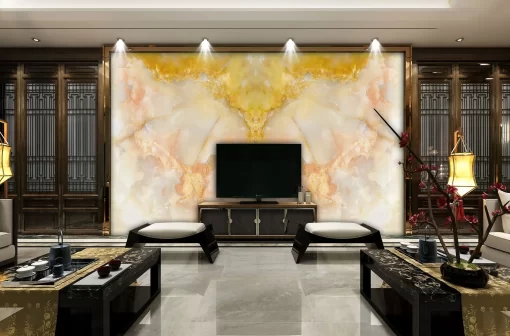 Tranh pvc tráng gương ốp tường vân đá đối xứng TC764