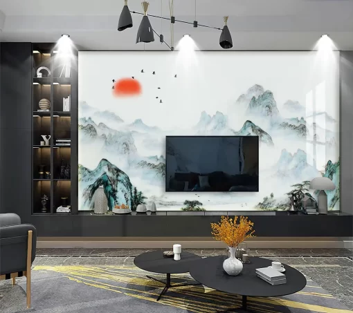 Tranh pvc tráng gương ốp tường vân đá TC765