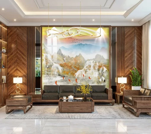 Tranh pvc tráng gương ốp tường vân đá TC782