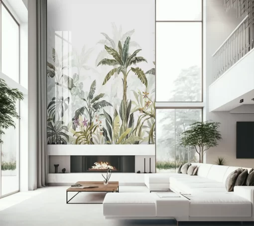 Tranh pvc tráng gương ốp tường thông tầng phong cách indochine TC805