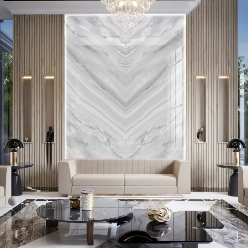 Tranh pvc tráng gương ốp tường vân đá đối xứng TC403