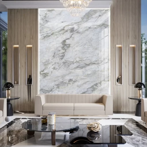 Tranh pvc tráng gương ốp tường vân đá TC438