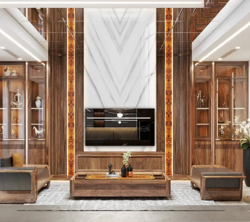 Tranh pvc ốp tường vân đá đối xứng thông tầng TC460