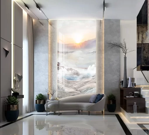 Tranh pvc tráng gương ốp tường vân đá thông tầng TC490