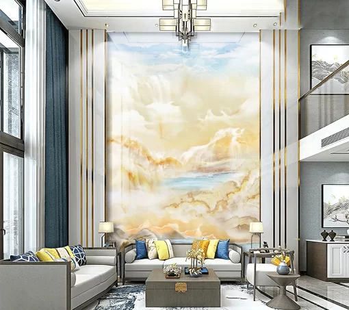 Tranh pvc tráng gương ốp tường vân đá thông tầng TC513