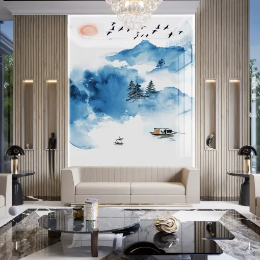 Tranh pvc tráng gương ốp tường vân đá TC613