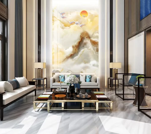 Tranh pvc tráng gương ốp tường vân đá thông tầng TC647