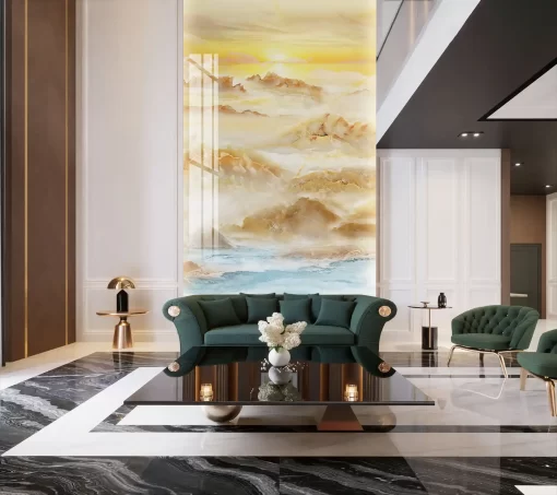 Tranh pvc tráng gương ốp tường vân đá thông tầng TC650