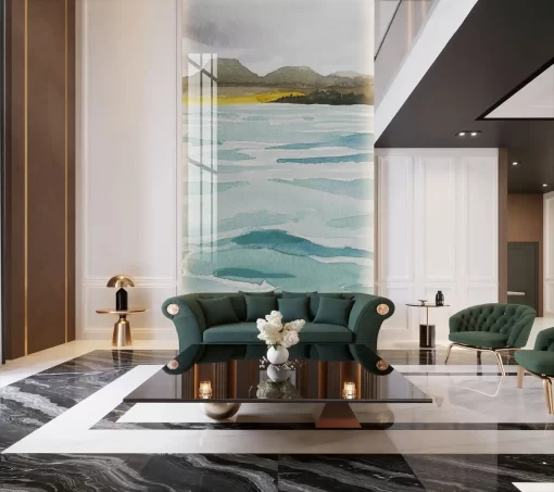 Tranh pvc tráng gương ốp tường thông tầng TC663