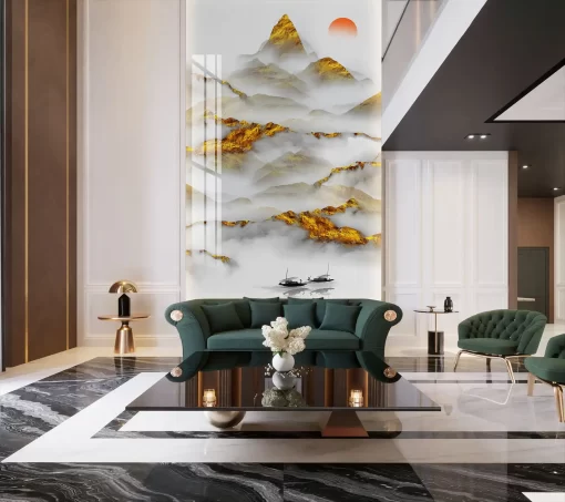 Tranh pvc tráng gương ốp tường vân đá thông tầng TC678